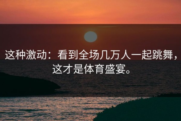 这种激动：看到全场几万人一起跳舞，这才是体育盛宴。