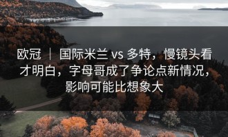 欧冠 ｜ 国际米兰 vs 多特，慢镜头看才明白，字母哥成了争论点新情况，影响可能比想象大