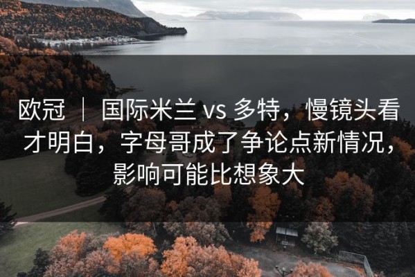 欧冠 ｜ 国际米兰 vs 多特，慢镜头看才明白，字母哥成了争论点新情况，影响可能比想象大