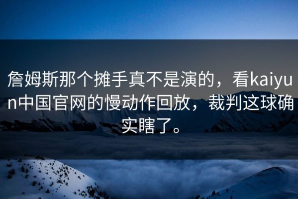 詹姆斯那个摊手真不是演的，看kaiyun中国官网的慢动作回放，裁判这球确实瞎了。