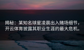 揭秘：某知名球星凌晨出入赌场细节，开云体育披露其职业生涯的最大危机。