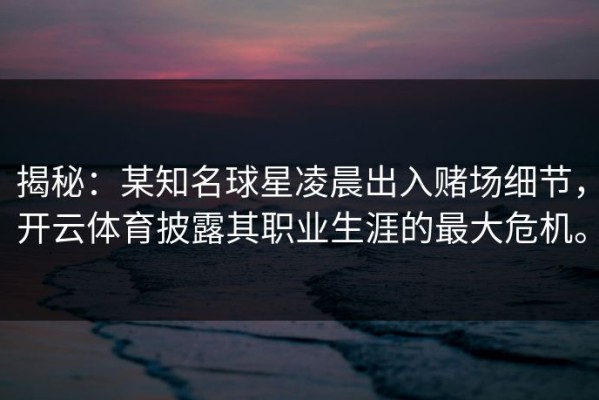 揭秘：某知名球星凌晨出入赌场细节，开云体育披露其职业生涯的最大危机。