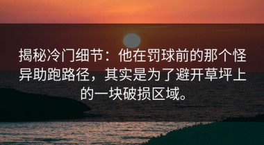 揭秘冷门细节：他在罚球前的那个怪异助跑路径，其实是为了避开草坪上的一块破损区域。